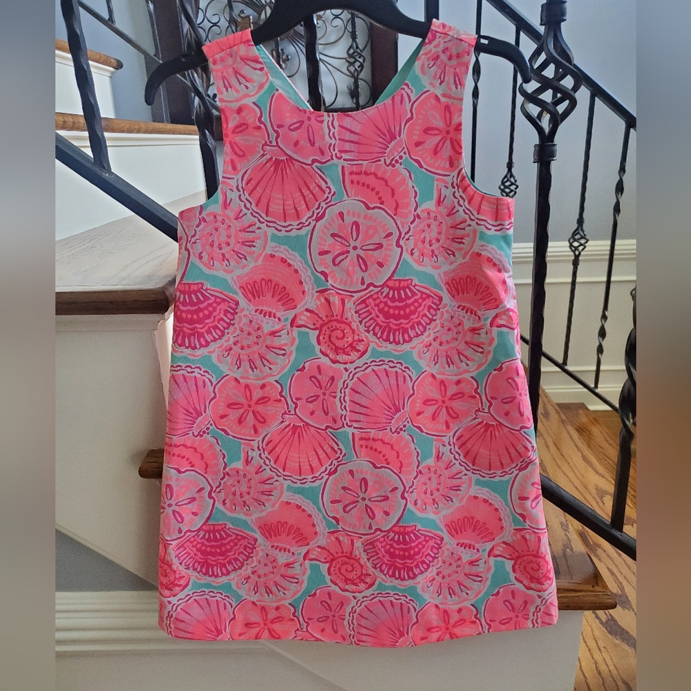 Tommy Bahama girls pink blue shell print dress NWOT